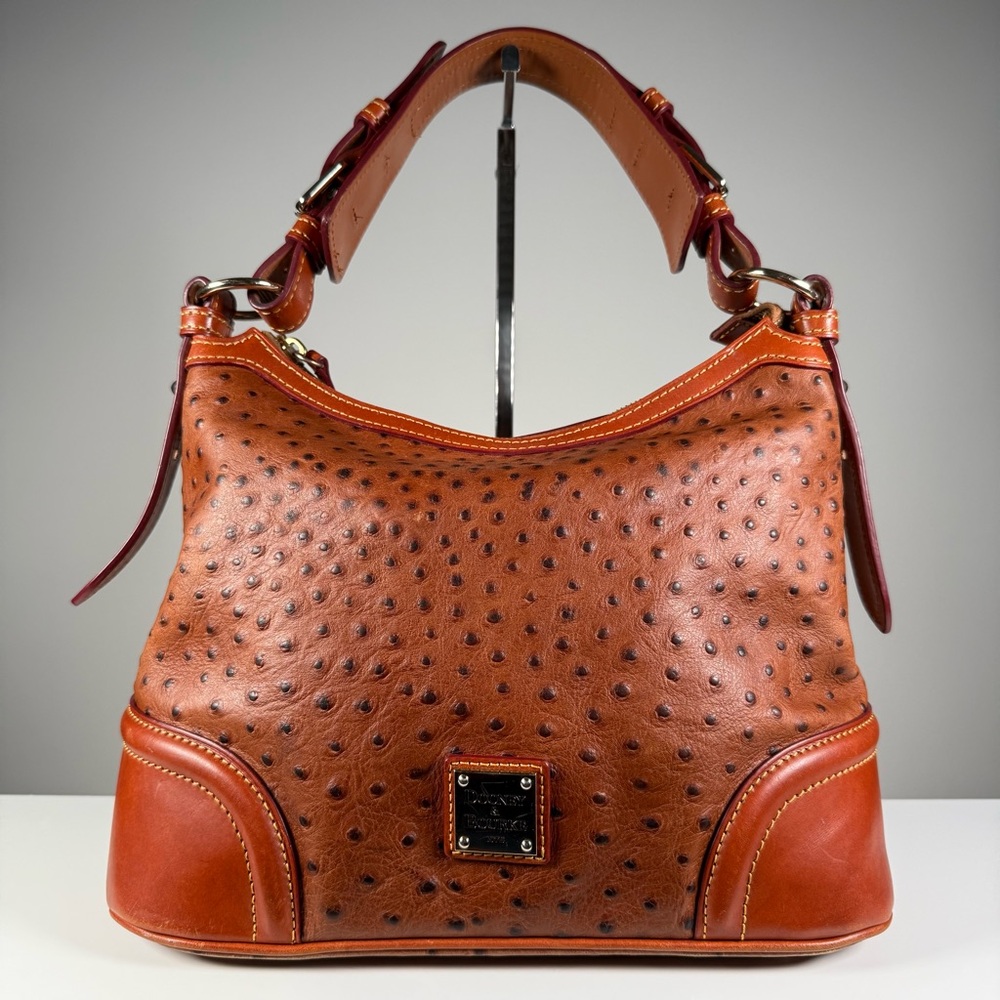 Dooney & Bourke Women's Saddle Brown Ostrich-Texture Leather Hobo Bag